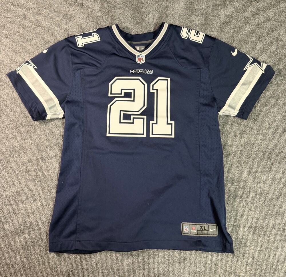 Nike Dallas Cowboys Navy Blue Jersey #21 Ezekiel Elliott Youth Size XL 18/20
